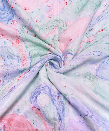 Light Blue Marble Printed Muslin Fabric